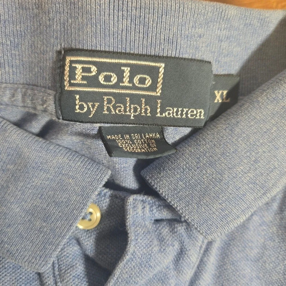 Polo Ralph Lauren Shirt Mens‎ XL Light Blue Short Sleeve Cotton Polo Orange Pony